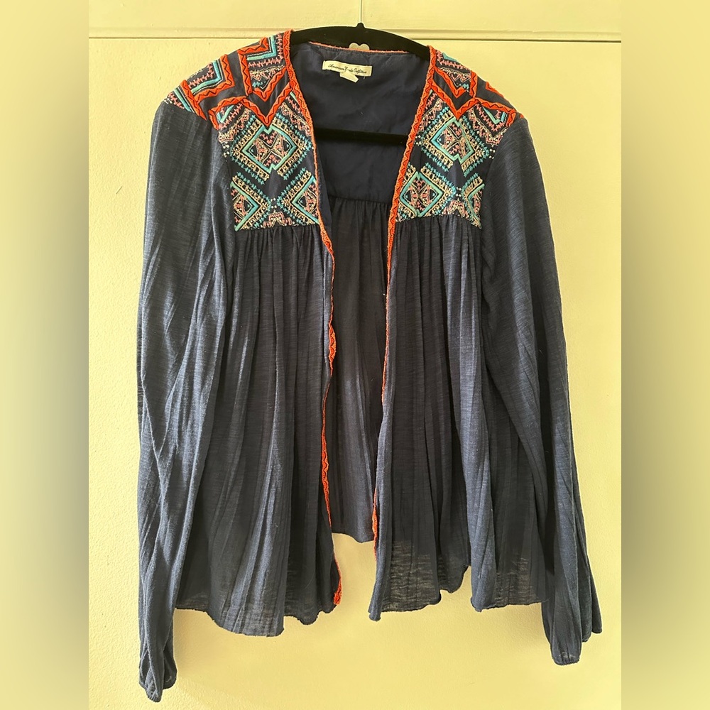 American Eagle Outfitters Embroidered Boho Cardigan